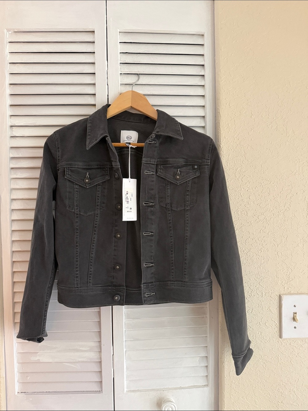 AG Adriano Goldschmied Charcoal black Denim Jacket NWT size s
